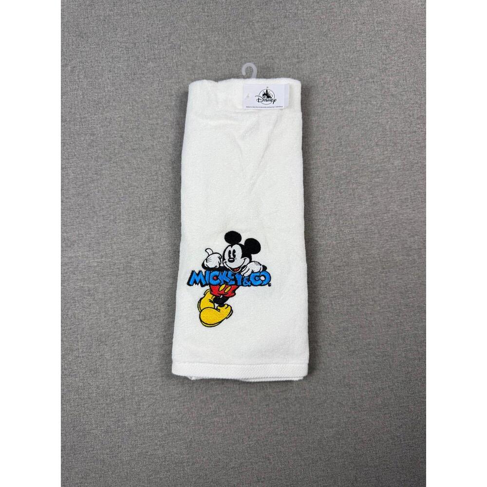 Disney Mickey & Co White Hand Towel Embroidered Mickey Mouse New w/ Tag